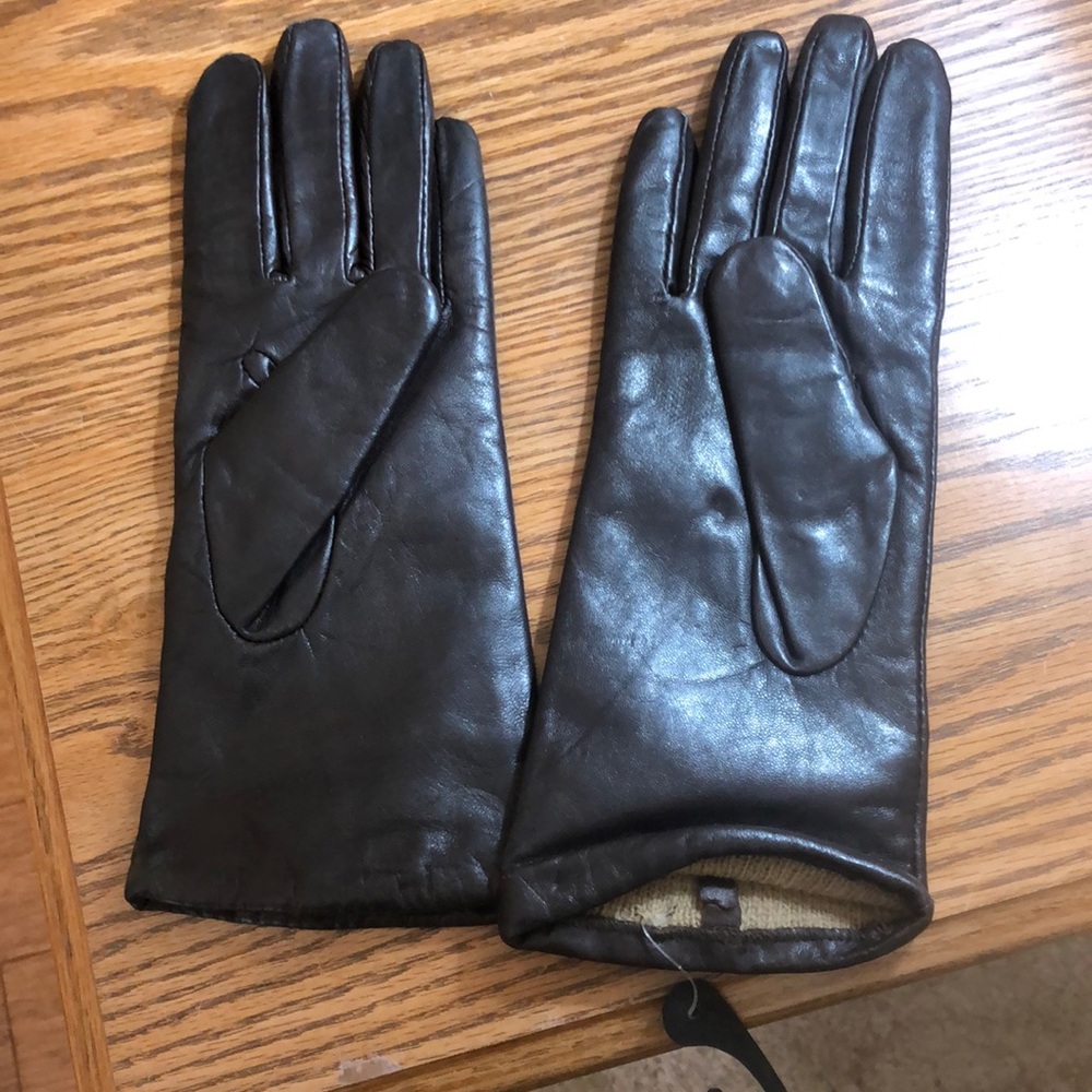Brown Buttery Leather Dress Gloves w/ Soft Wool Blend Lining